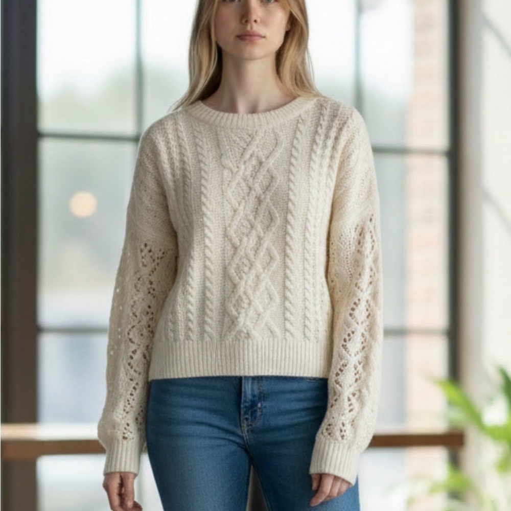 Elegant Cream Cable Knit Sweater